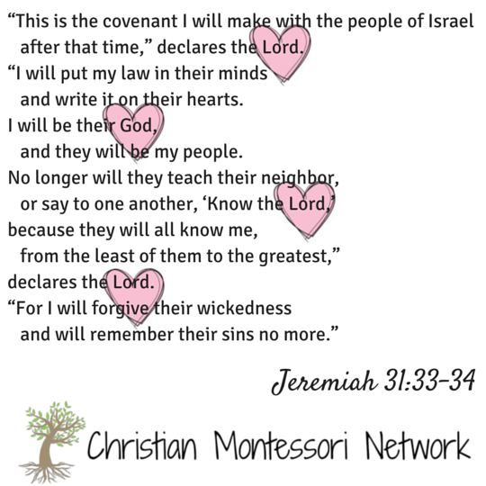 Jeremiah 31:33-34 free printable scripture card from Christian Montessori Network