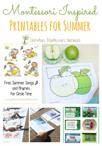 Free Montessori inspired printables for summer as featured on the Learn & Play Link up party. ChristianMontessoriNetwork.com