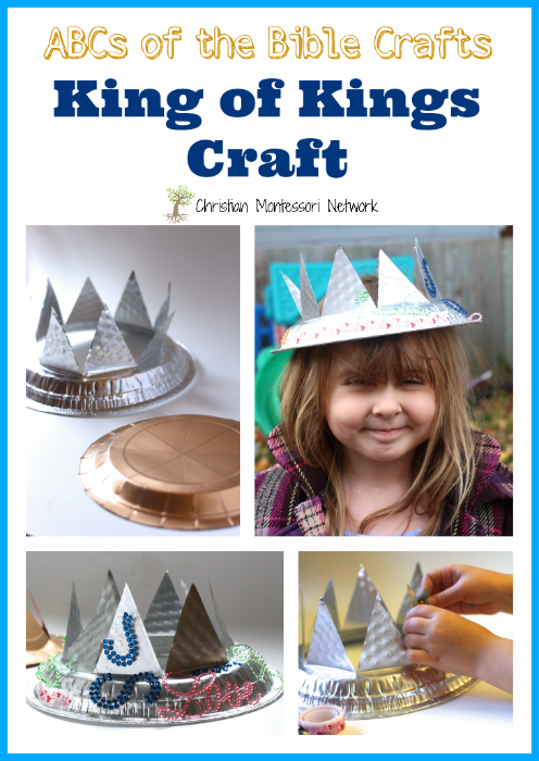 A wonderful crown craft for the ABC's of the Bible Craft Series. K is for King of Kings craft is made from a pie plate or paper plates with embellishments. - ChristianMontessoriNetwork.com