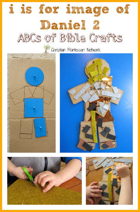 A paper craft activity using shapes and preschool scissor cutting skills for, "i is for the image of Daniel Chapter 2." This is part of the ABCs of the Bible Craft series. - ChristianMontessoriNetwork.com