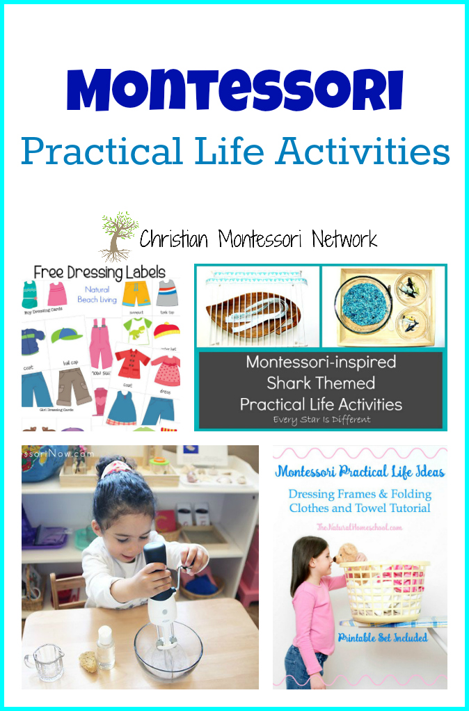 Use this list of Montessori practical life activities to encourage fine motor skills practice and self dressing in kids on Christian Montessori Network!
