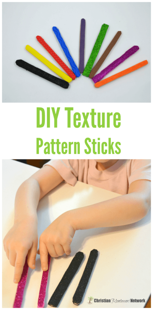 DIY texture pattern sticks for preschoolers.