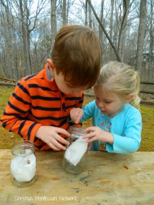 Exploring God's creation of vegetation by starting bean seeds. Find more great hands-on activities on ChristianMontessoriNetwork.com