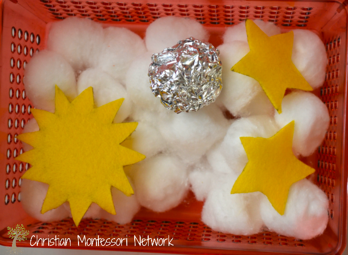 sun, moon, and stars sensory tray