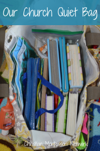 Ideas for church quiet bags for toddlers and preschoolers. ChristianMontessoriNetwork.com